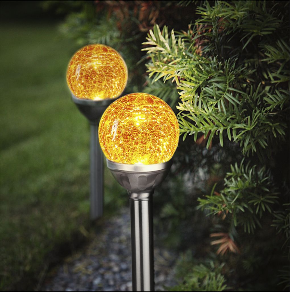 Star Trading Solcellspollare Roma Trädgårdsbelysning 2-pack – Amber