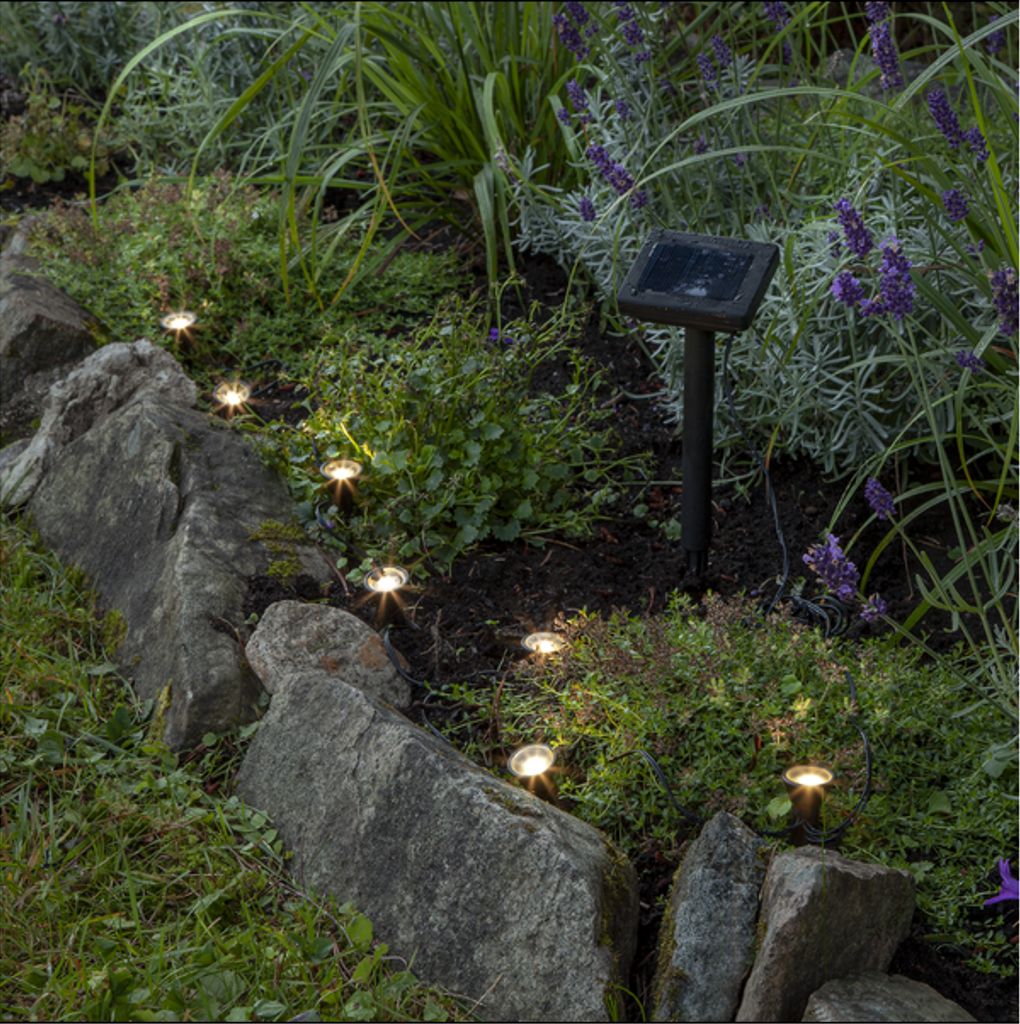 Star Trading solcellekæde Mini spot, 8 LED-lys - sort