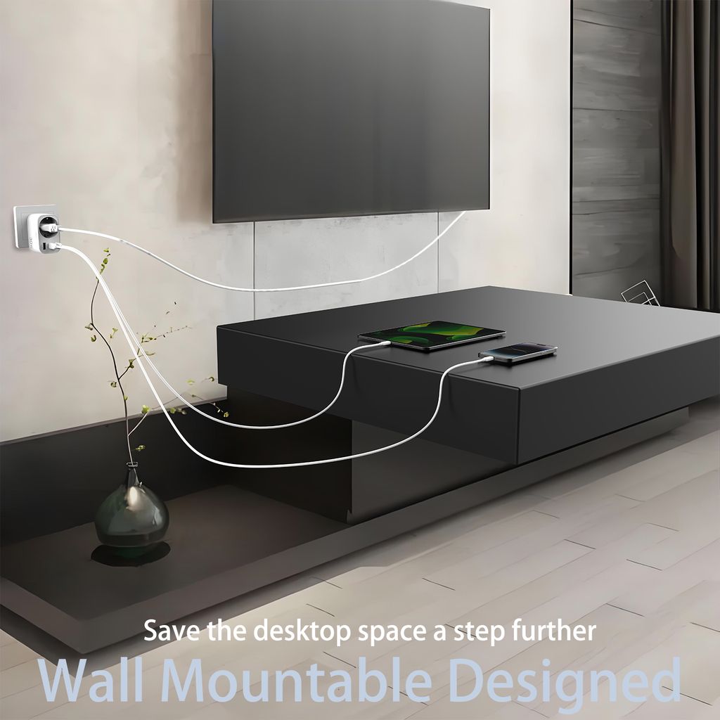 SiGN Väggadapter 30W med eluttag/USB-C/USB-A – vit