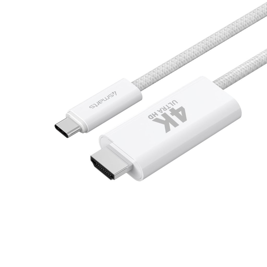 4Smarts USB-C til HDMI-kabel med PD, 2m - Hvit