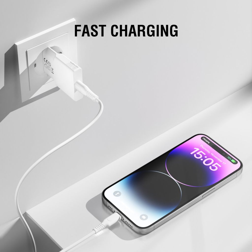 4Smarts 20W Vegglader PDPlug Slim GaN USB-C 2-pakning med Veske – Hvit