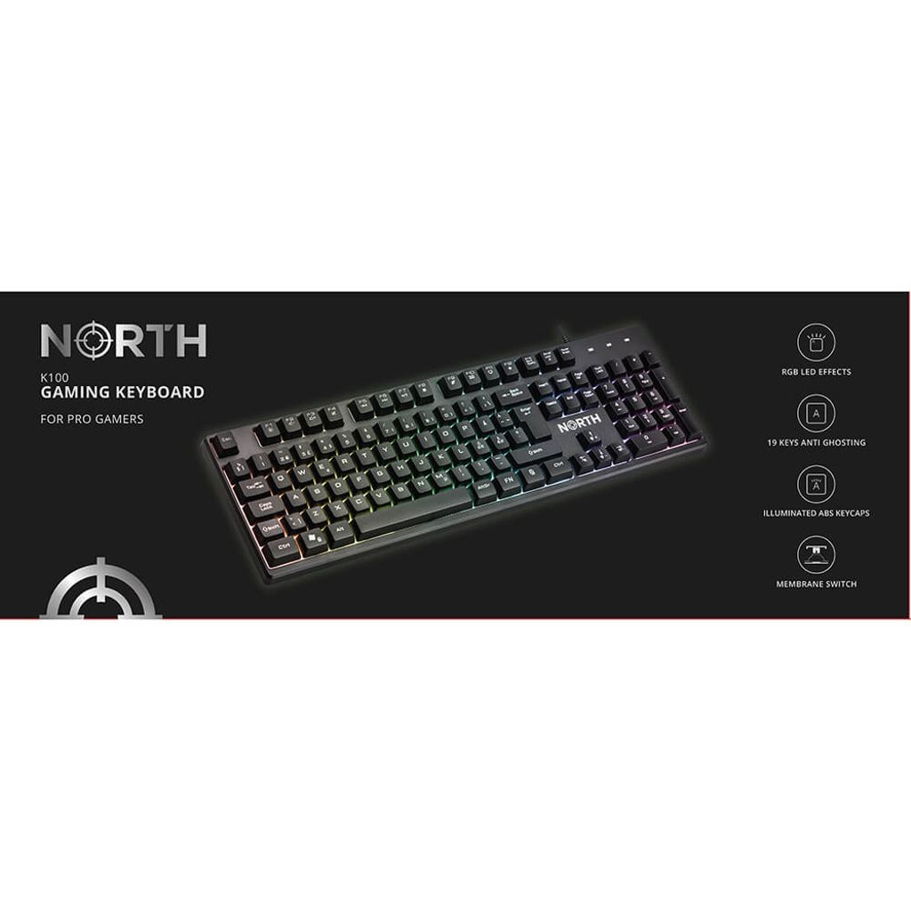 NORTH K100 Gaming tangentbord Nordisk med RGB – Svart