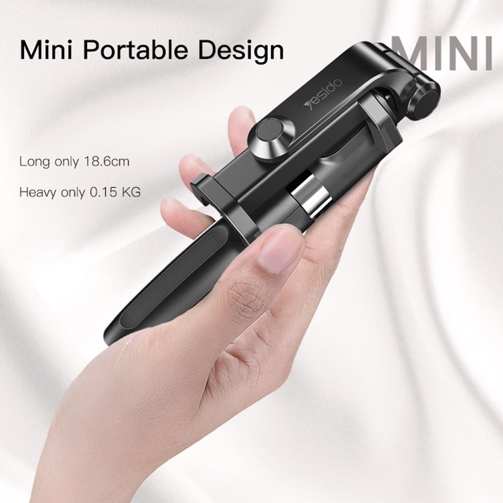 YESIDO SF11 Selfiestang og stativ med Bluetooth-fjernbetjening, 70 cm
