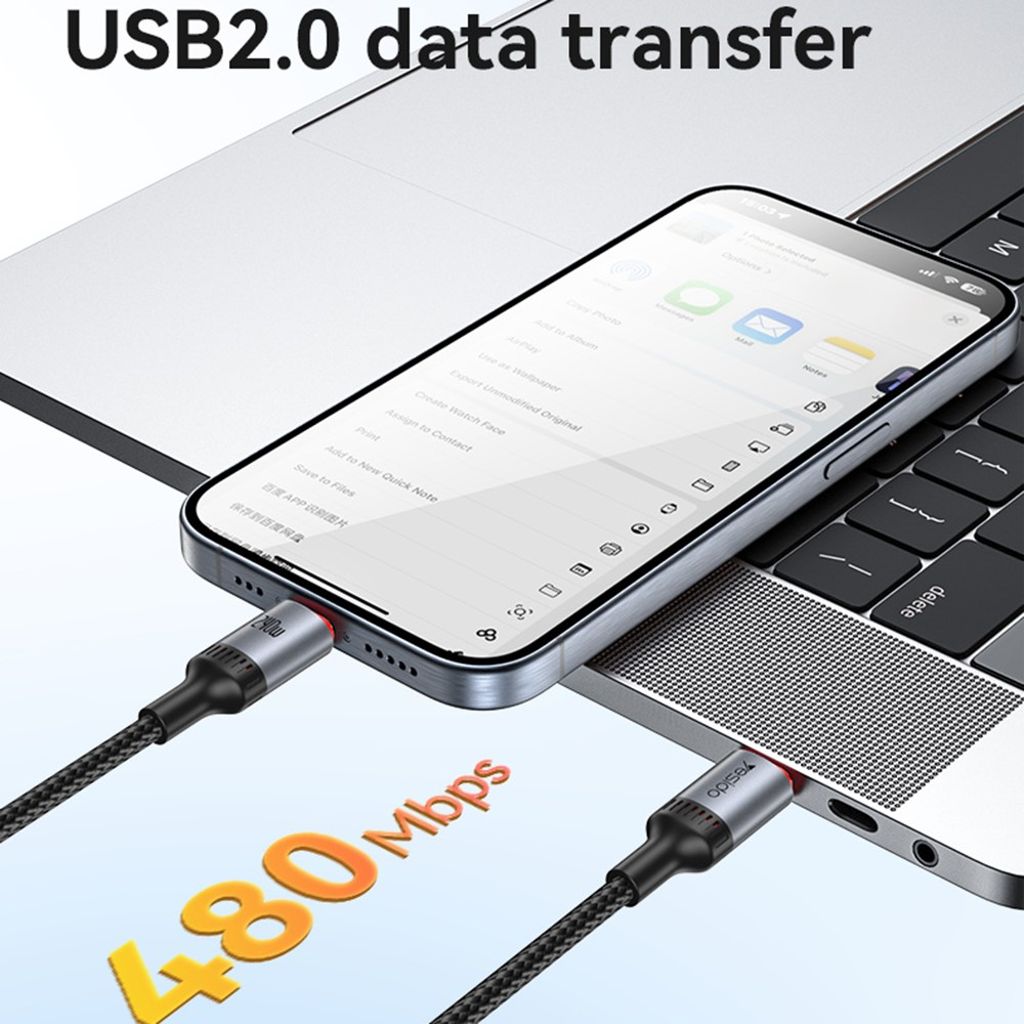 Yesido CA186 USB-C laddkabel 240W 5A, 2m