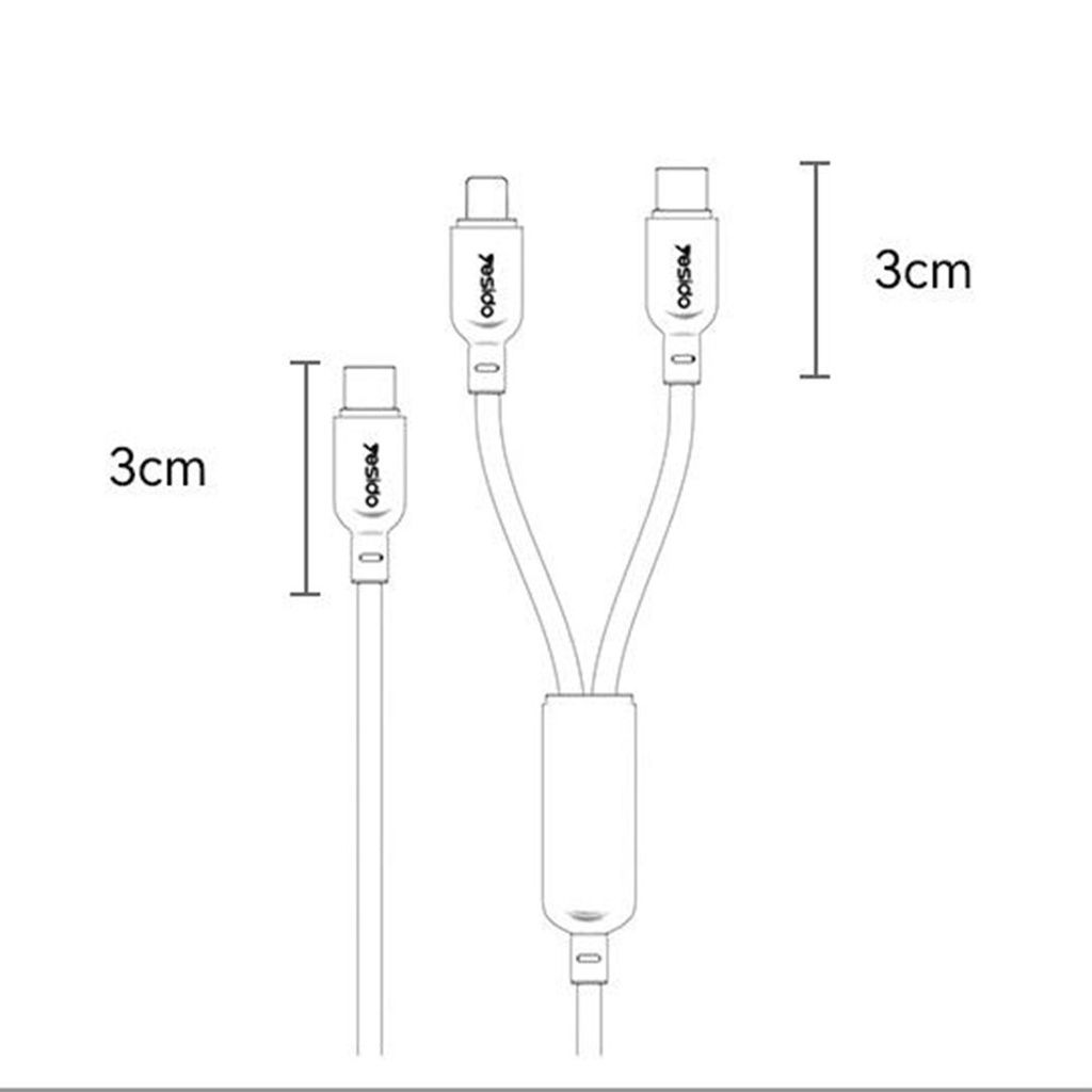 Yesido 2-i-1 USB-C-kabel till 2x USB-C 100W, 1,2 m