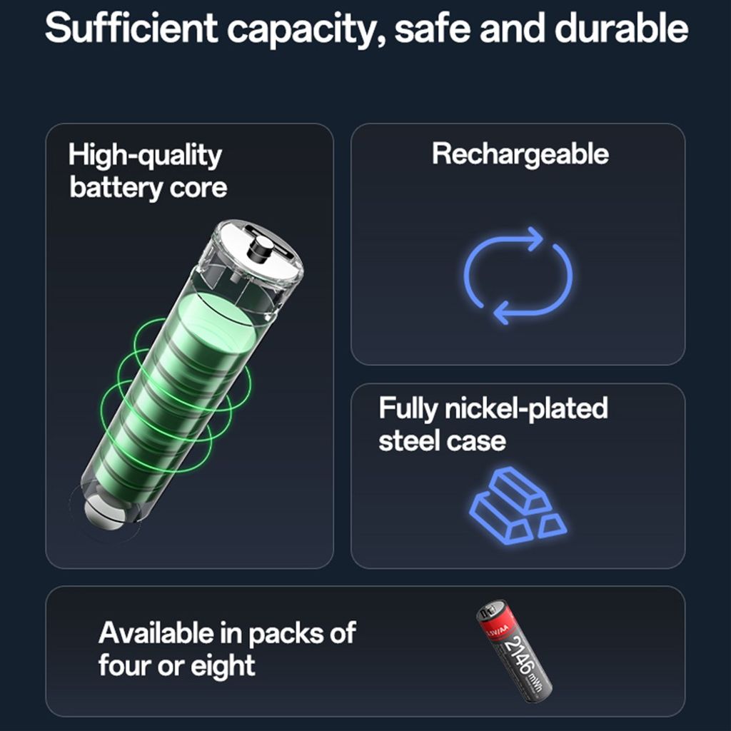 YESIDO YP88 4-pack AA Batteri 580mAh Uppladdningsbara USB-C