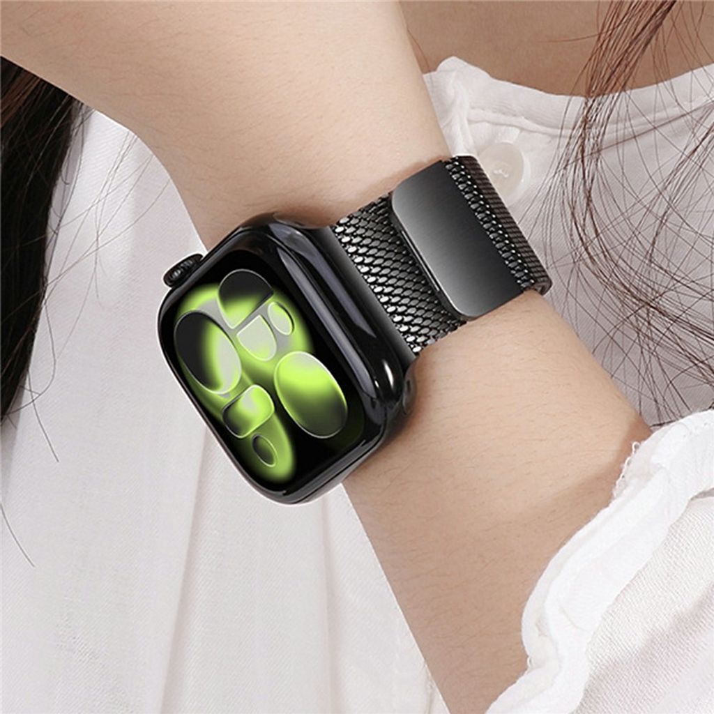 Apple Watch 49/46/44/42mm Milanesiskt magnetiskt Klockarmband - Svart