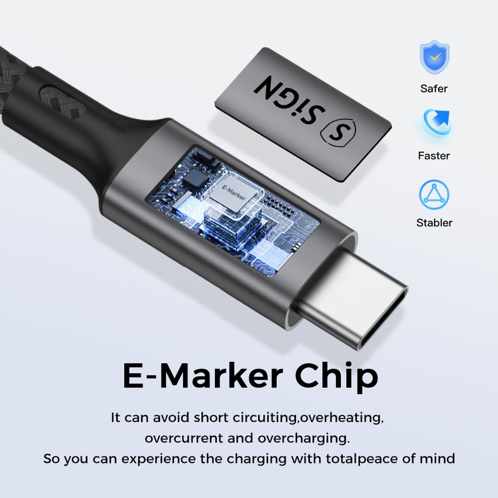 SiGN USB-C - USB-C -kaapeli 100W, 1.8m - Musta/Harmaa