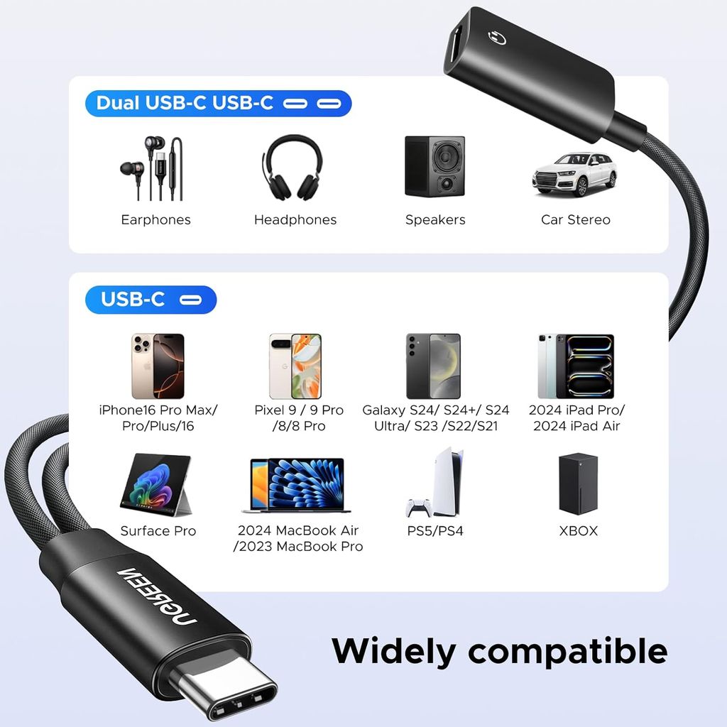 UGREEN USB-C Audio Adapter for Headphones and Charging