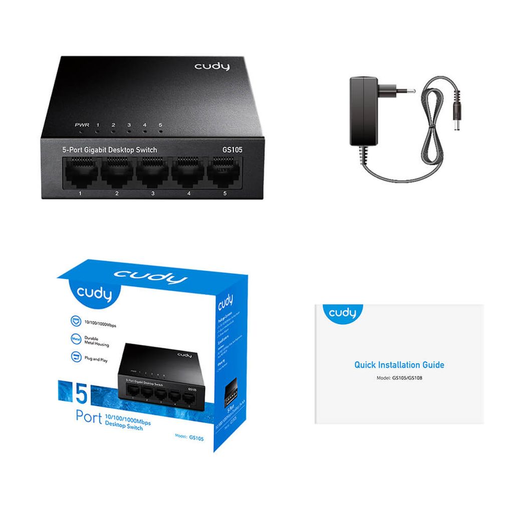 Cudy GS105 5-portars gigabitswitch – svart