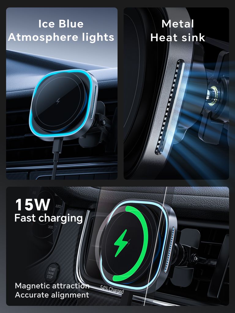 SiGN Magnetisk Bilhållare Trådlös laddare Luftventil 15W