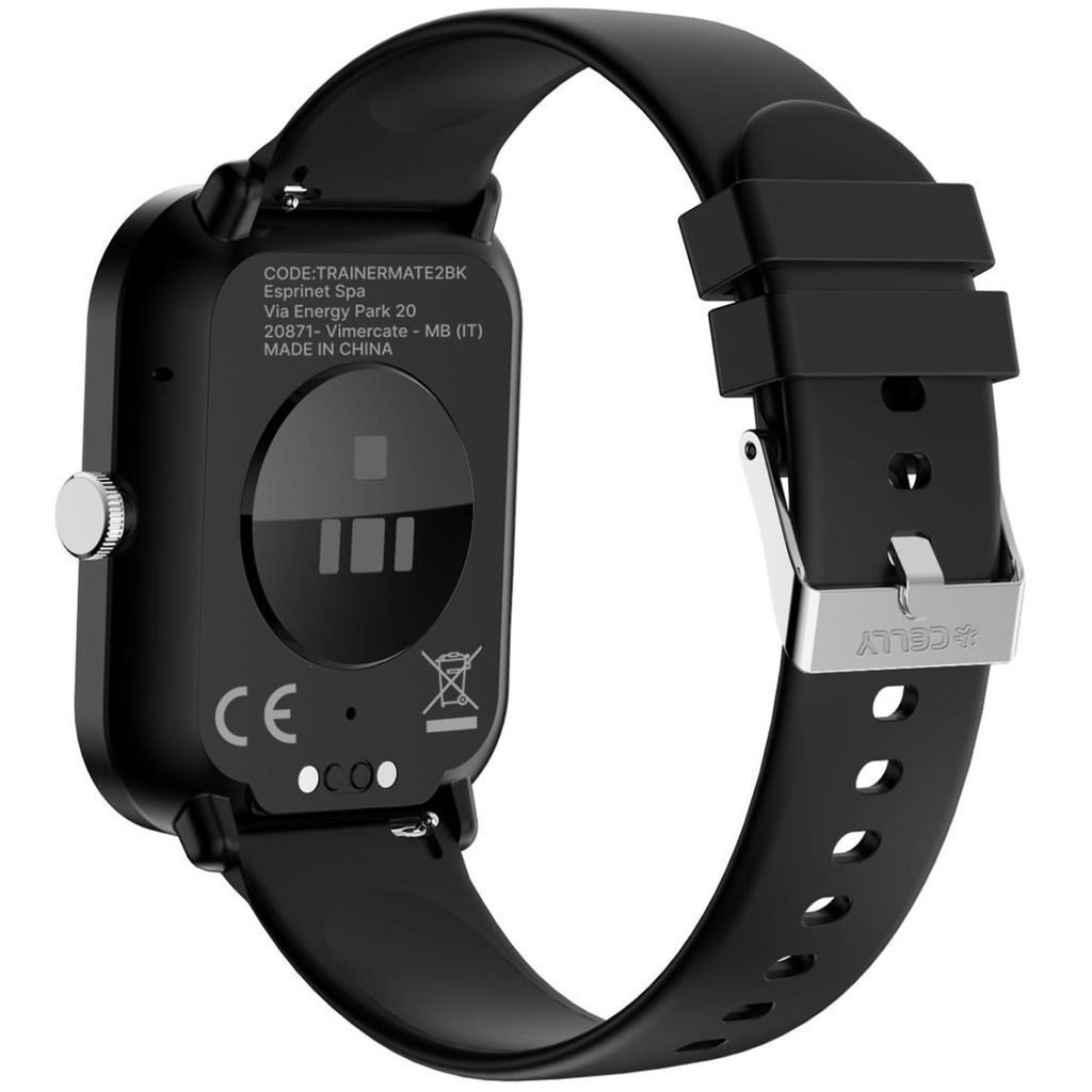Celly TRAINERMATE2 Smartwatch – Rektangulær urskive, Sort