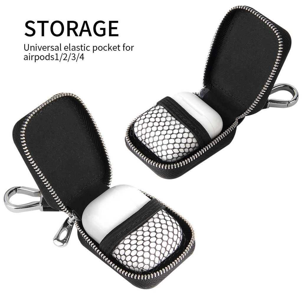 Fodral i konstläder med krok för AirPods 3/Pro/1/2 - svart