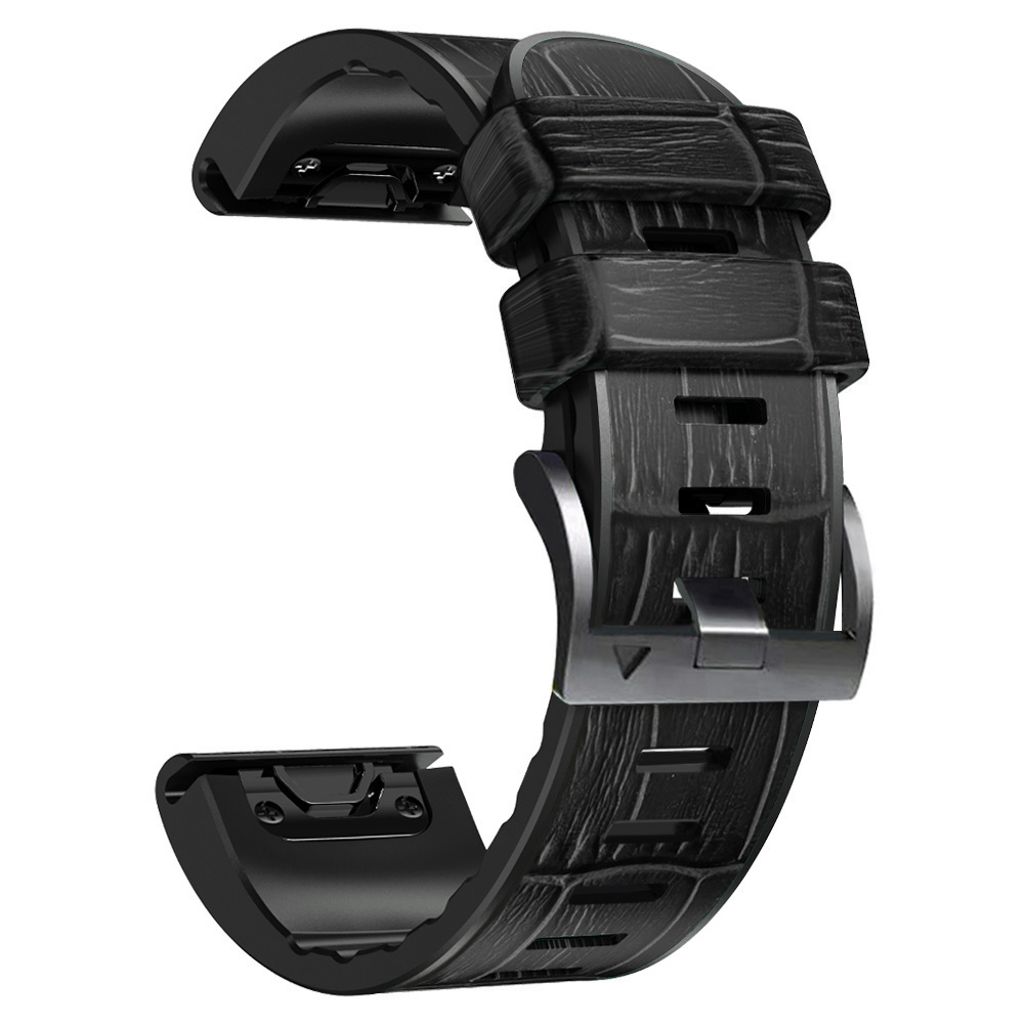 Garmin Fenix 7/6 Pro/5 Plus Klokkereim med Krokodillemønster - Svart