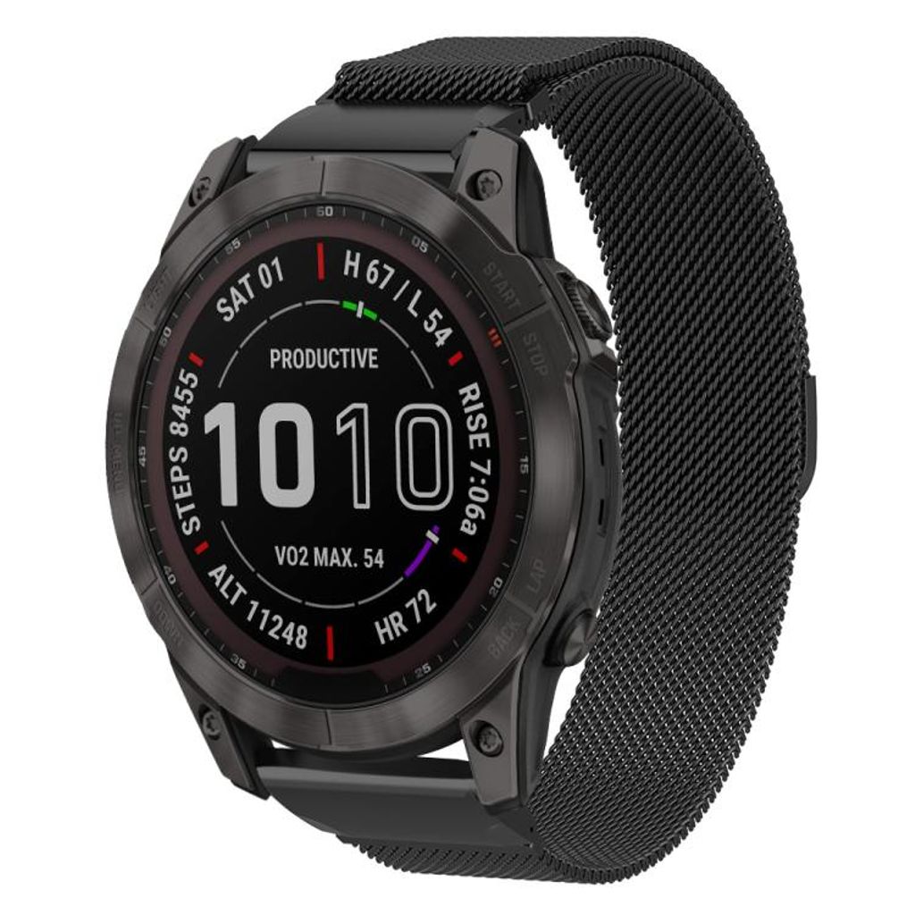 Garmin Fenix 7X/6X/5X Klokkereim milanese i metall - Svart