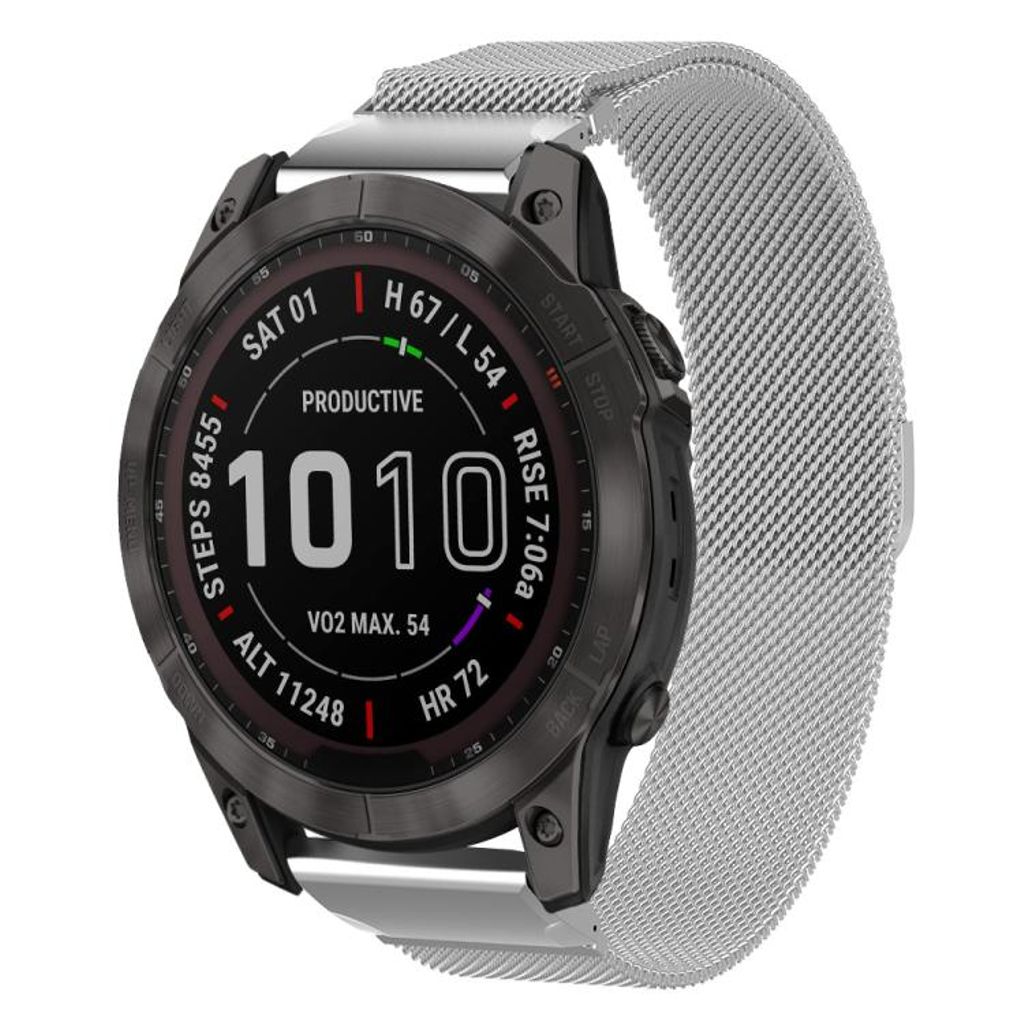 Garmin Fenix 8/7X/6X/5X Klokkereim milanese i metall - Sølv