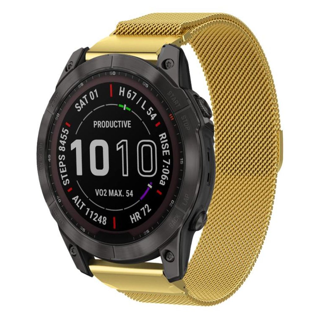 Garmin Fenix 7X/6X/5X Klokkereim milanese i metall - Gull