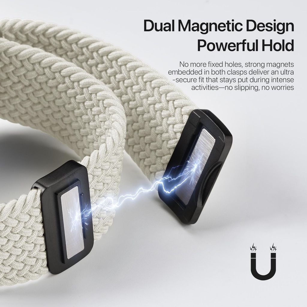 DUX DUCIS Apple Watch 42/44/45/46/49 mm kellonranneke nailonilla ja magneettilukolla – valkoinen