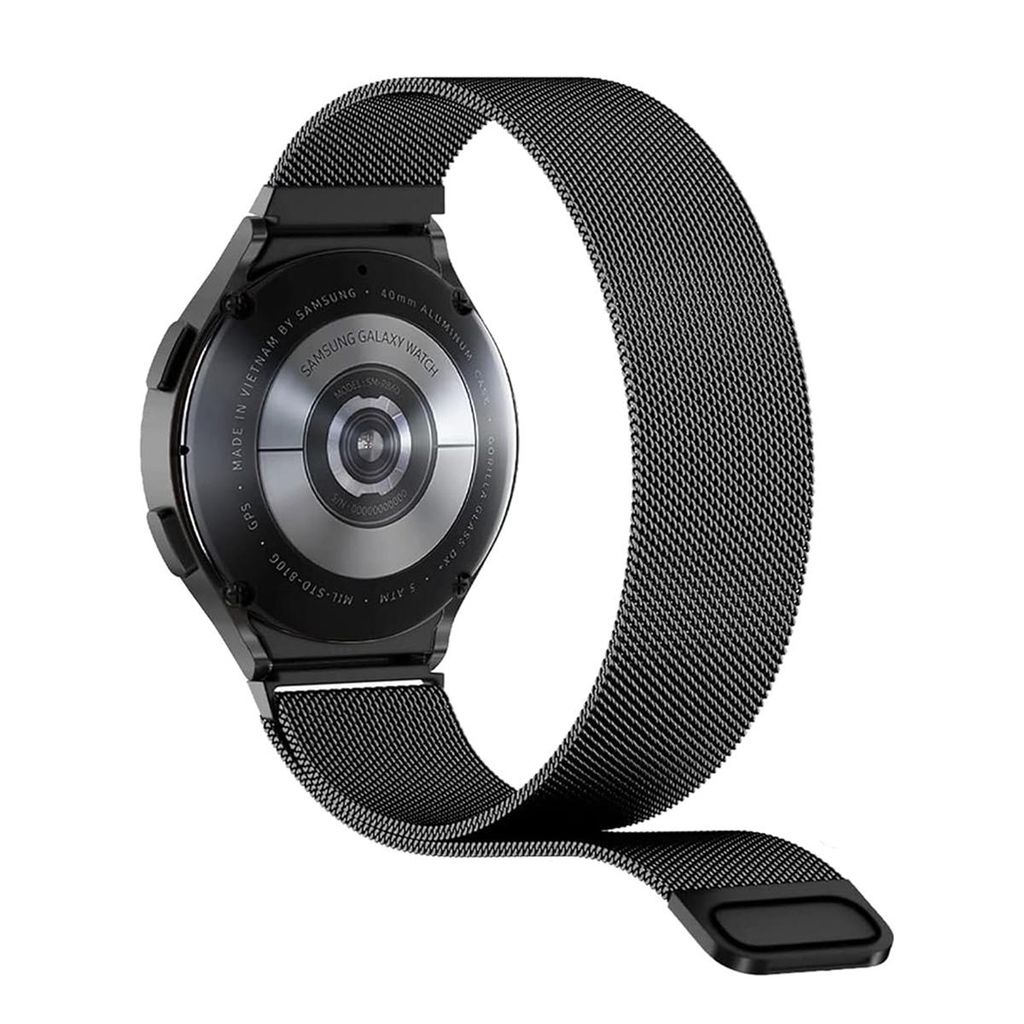Samsung Galaxy Watch7 44mm Milanese-kellonranneke + näytönsuoja – musta