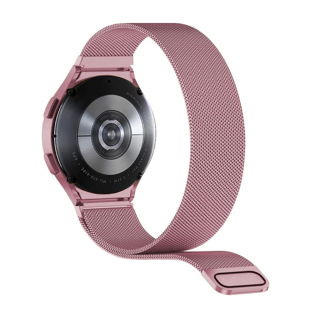 Samsung Galaxy Watch7 44mm Milanese-kellonranneke + näytönsuoja – Ruusukulta