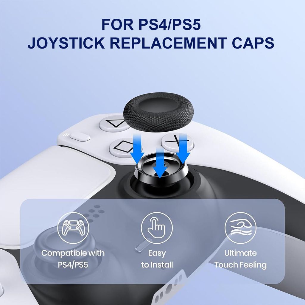 XDcase Joystick tommelfingergreb til PS5 / PS4, 10-pak – Sort