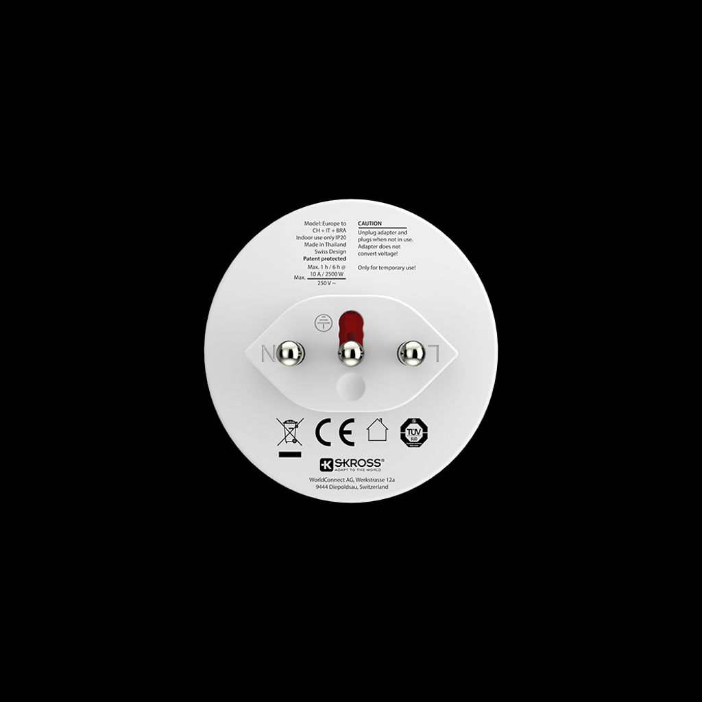SKROSS Reiseadapter Europa til Sveits / Italia / Brasil