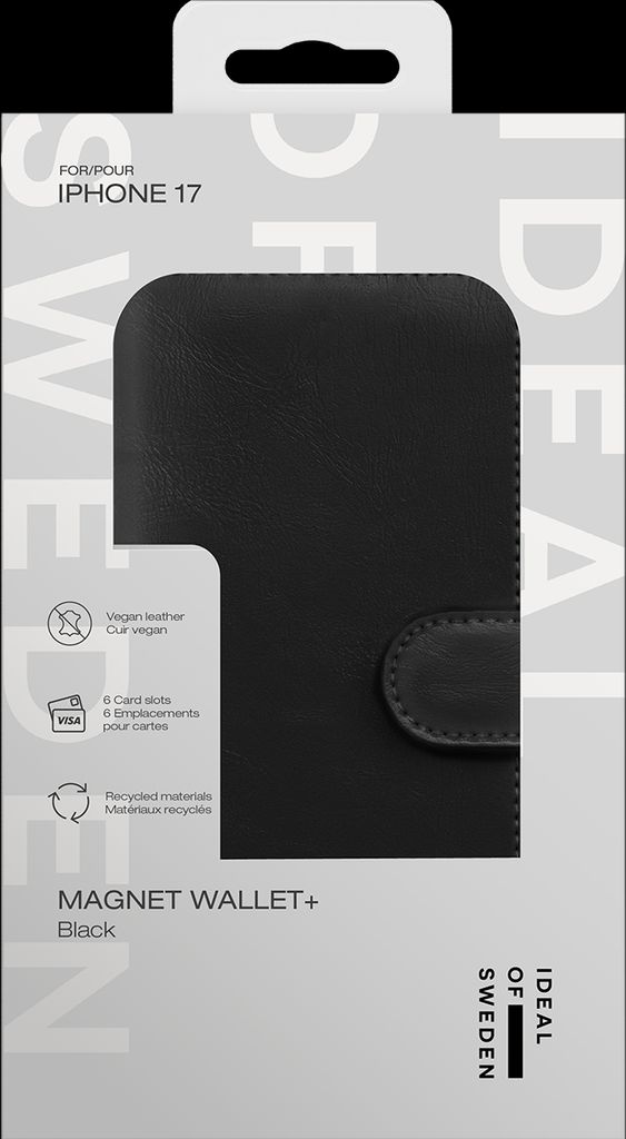 iDeal of Sweden iPhone 17 Magnet Wallet - Black
