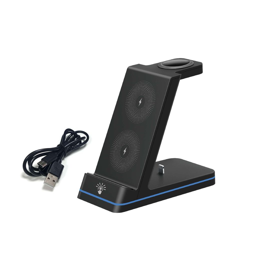 SiGN 3-i-1 trådlös laddare 15W för smartphone/smartwatch/AirPods