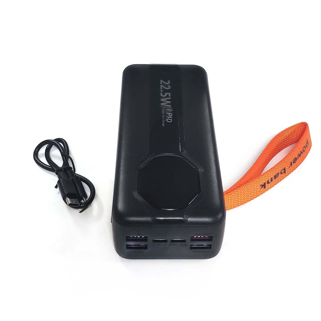SiGN Kraftig Powerbank med Indbyggede Kabler, 30000mAh - Sort