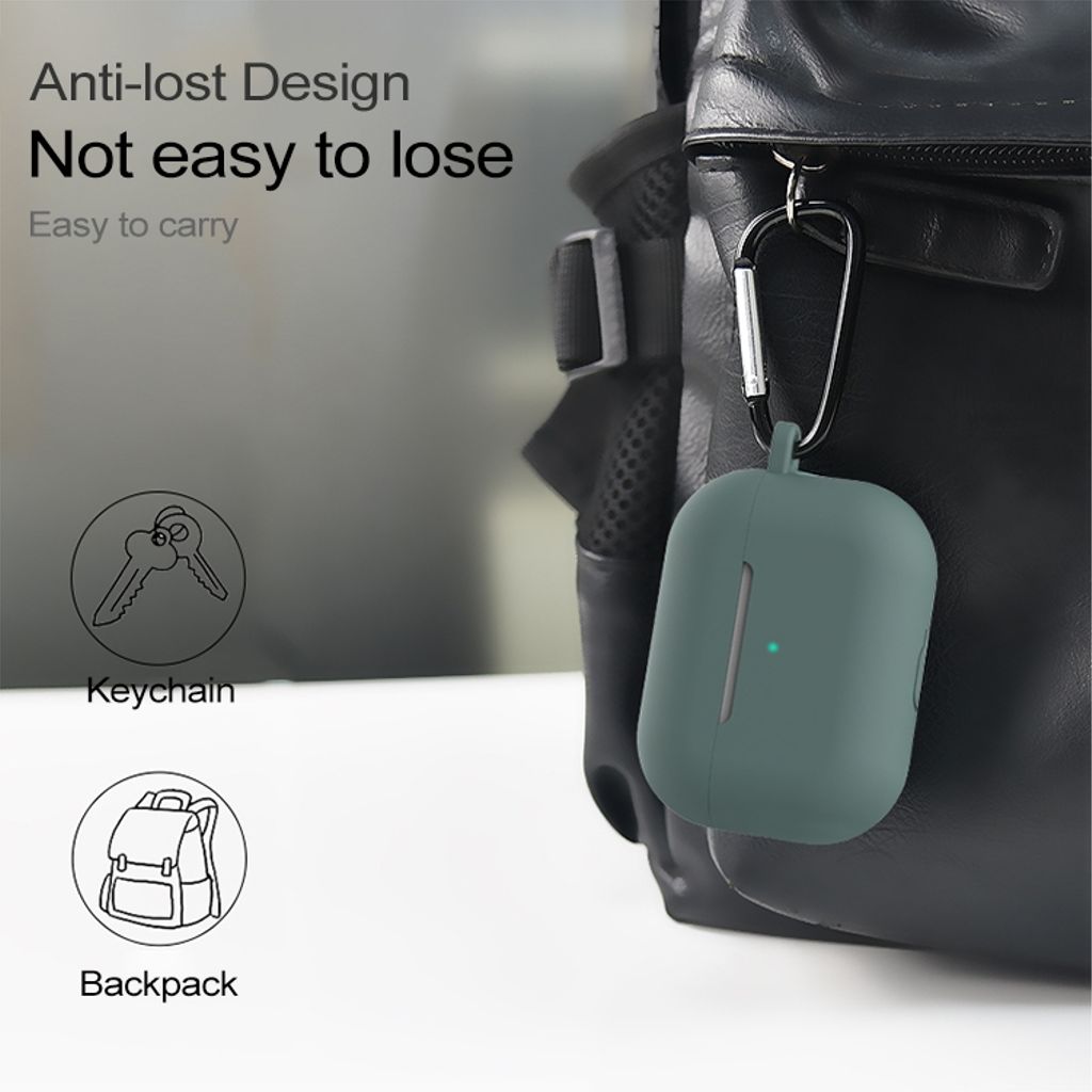 Silikonfodral 3-i-1 för AirPods Pro 3 + Karbinhake & Anti-lost snöre – Vit