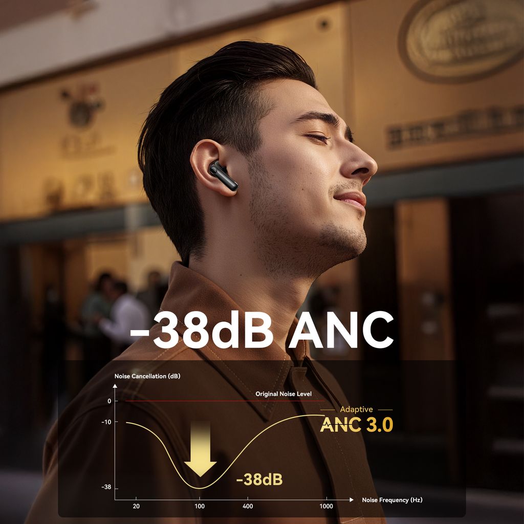 Joyroom Wireless Earphones with ANC and Smart App Control - Black