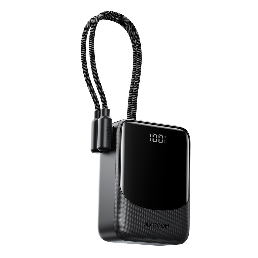 Joyroom JR-PC1 22.5W mini powerbank 10000mAh med USB-C/Lightning-kablar – Svart