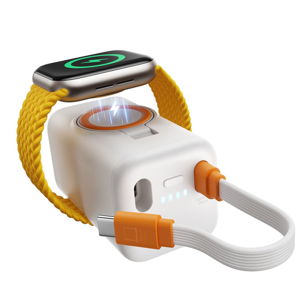 Joyroom USB-C / Apple Watch Magneettinen Langaton Laturi Varavirtalähde 5000mAh - Valkoinen