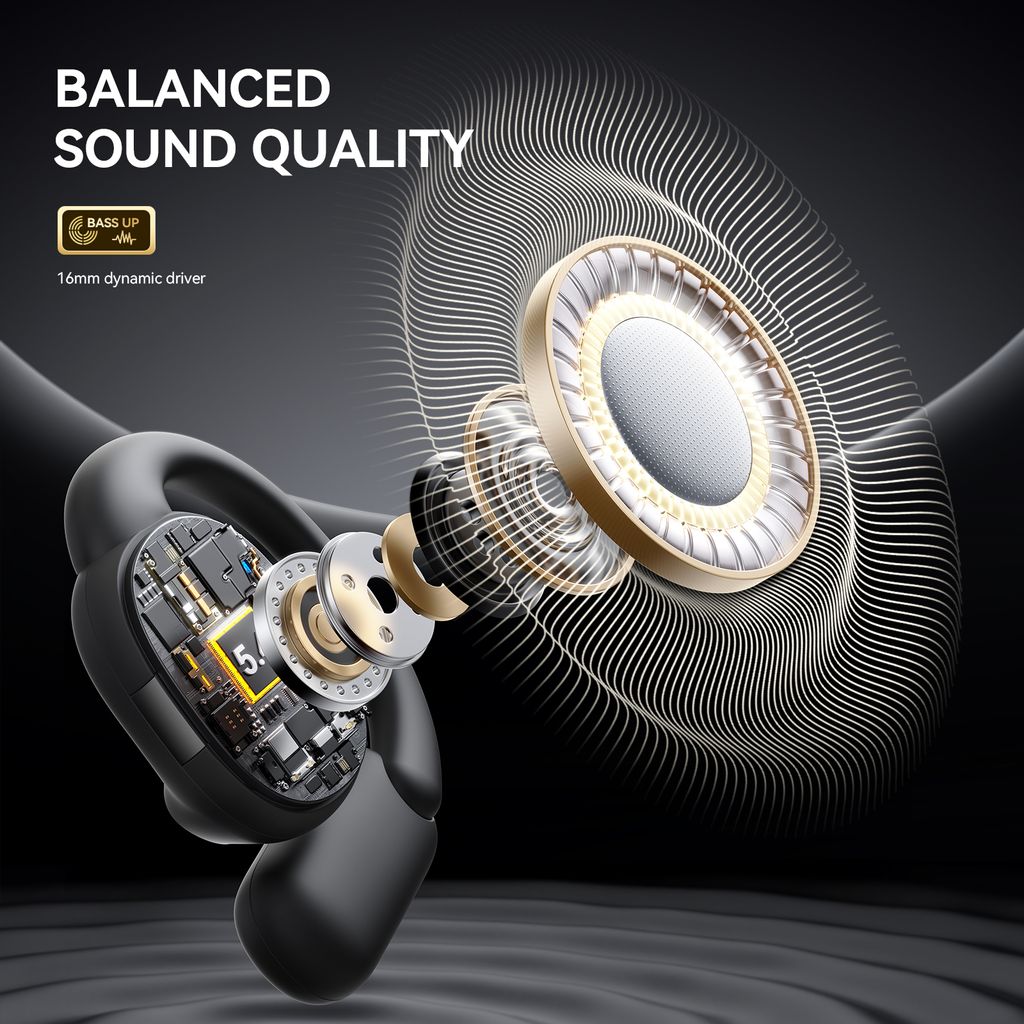 Joyroom Openfree Open-Ear True Wireless H\u00f6rlurar - Svart - Teknikdelar.se