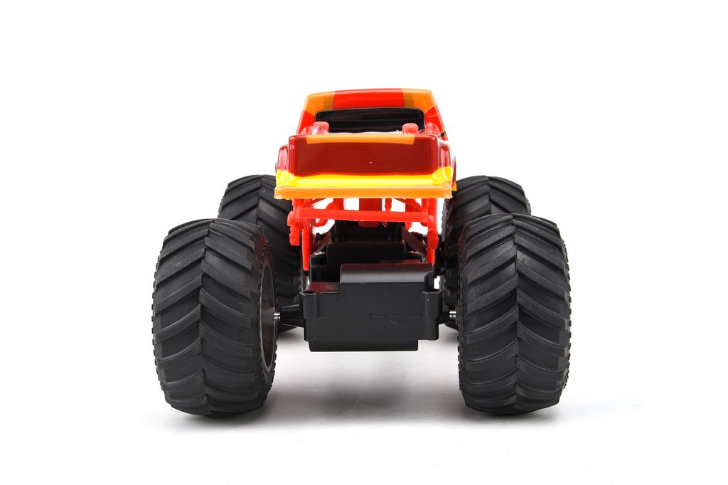 Gear4Play 1:28 Big Wheel Monster Truck Radio-ohjattava auto – Punainen/Keltainen