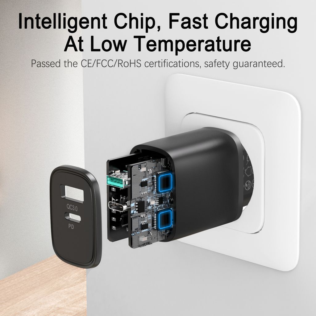 SiGN Schnellladegerät USB & USB-C, PD & Q.C3.0, 3,5 A, 20 W – Weiß