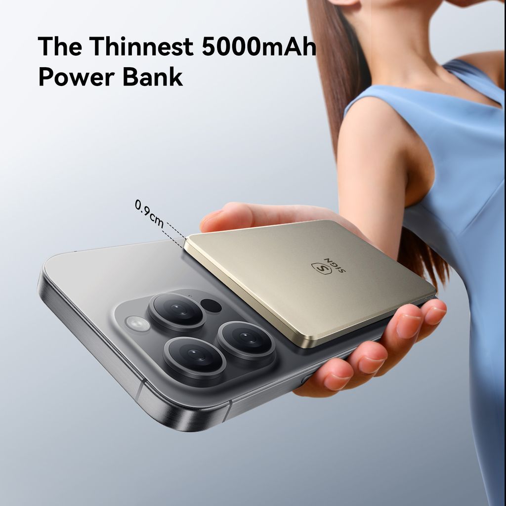 SiGN Magnetisk Trådlös Powerbank 5000mAh 20W Ultra Slim