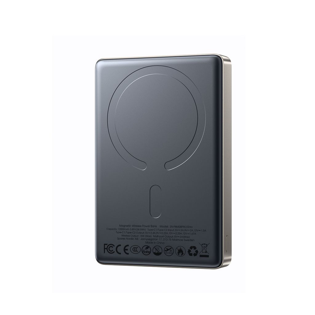 SiGN ultratynn magnetisk powerbank 10000mAh, 22,5W – Titan