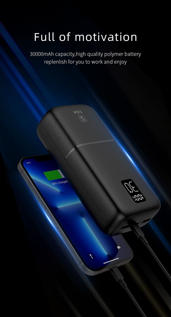 SiGN-varavirtalähde 22,5 W, 30 000 mAh, USB-C ja USB-A