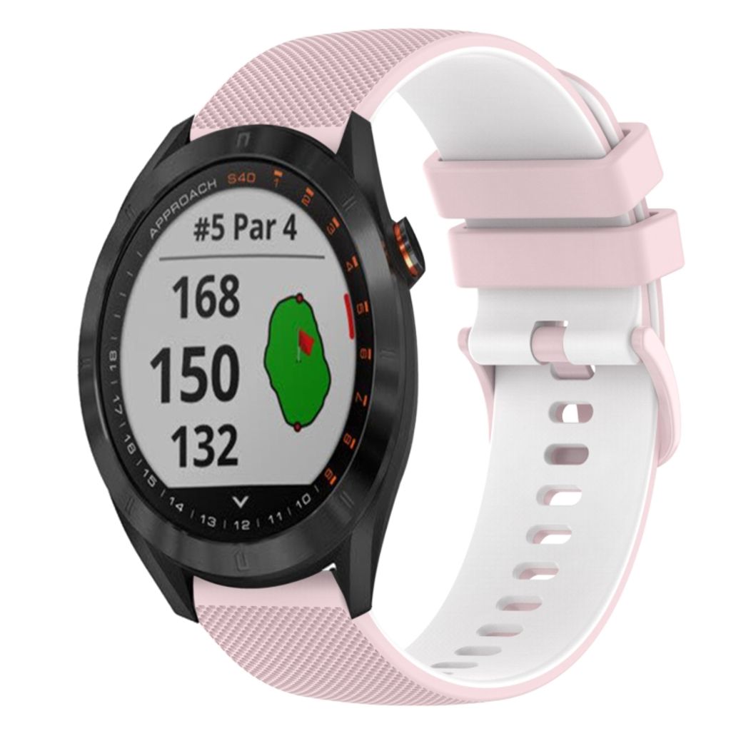 Garmin Approach S40 Urrem i tekstureret silikone tofarvet - Lyserød / Hvid