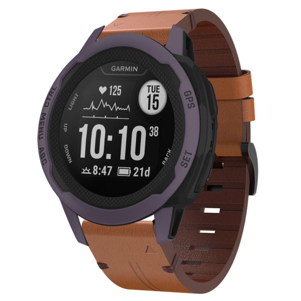 Garmin Instinct 2S Urrem i læder med stålspænde - Brun