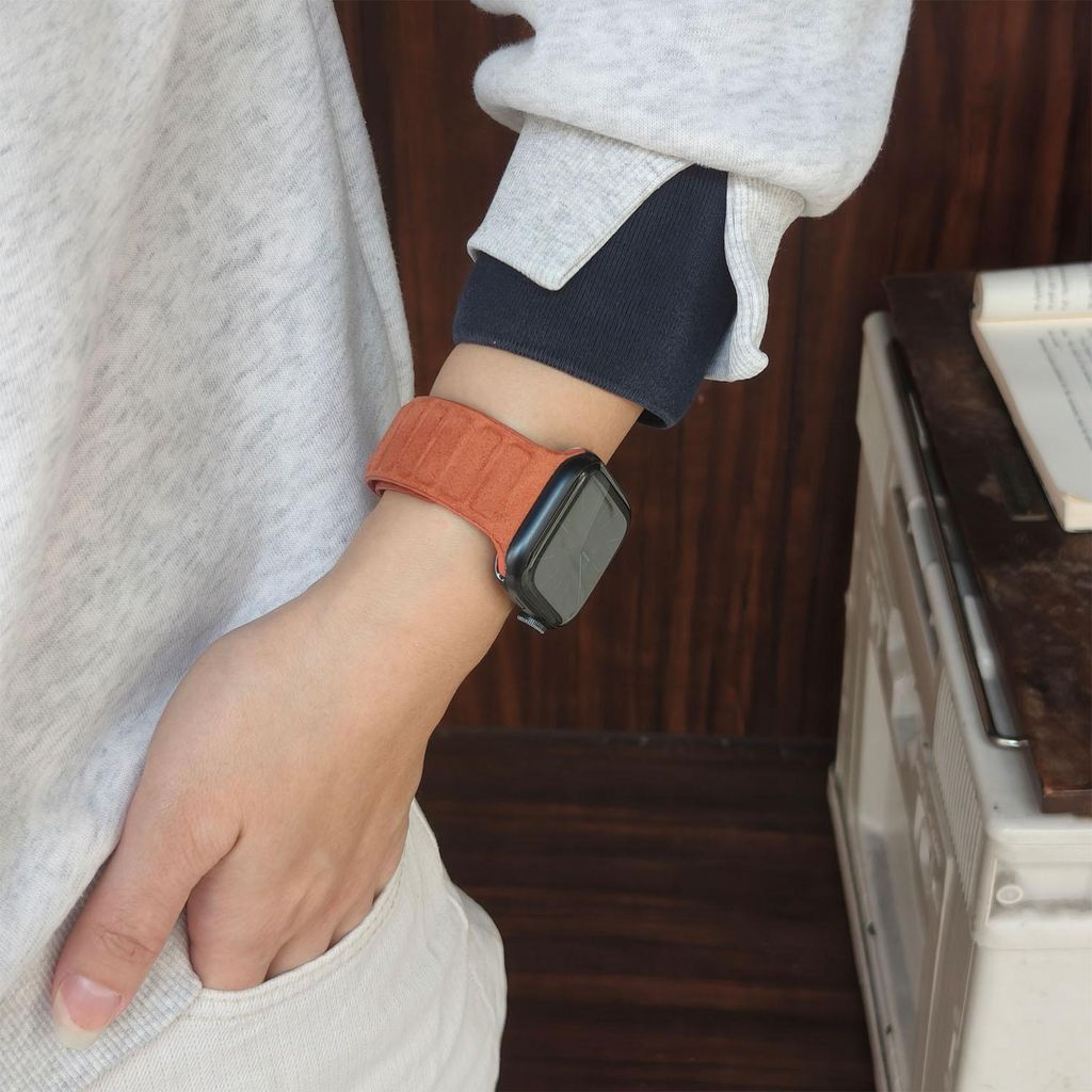 Apple Watch 49/46/45/44mm kellonranneke mokkanahka magneettinen - ruskea