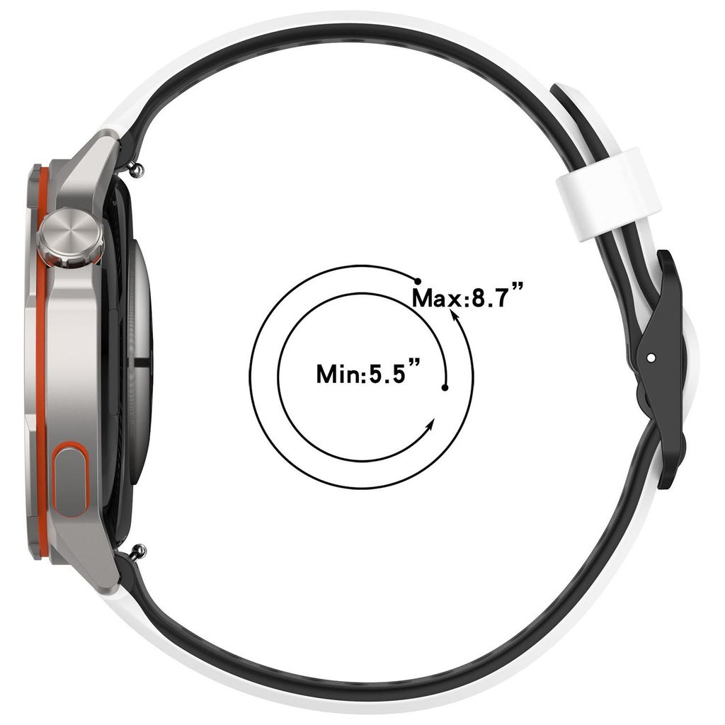Huawei Watch GT Runner 2 -kellonranneke silikonilla – valkoinen/musta