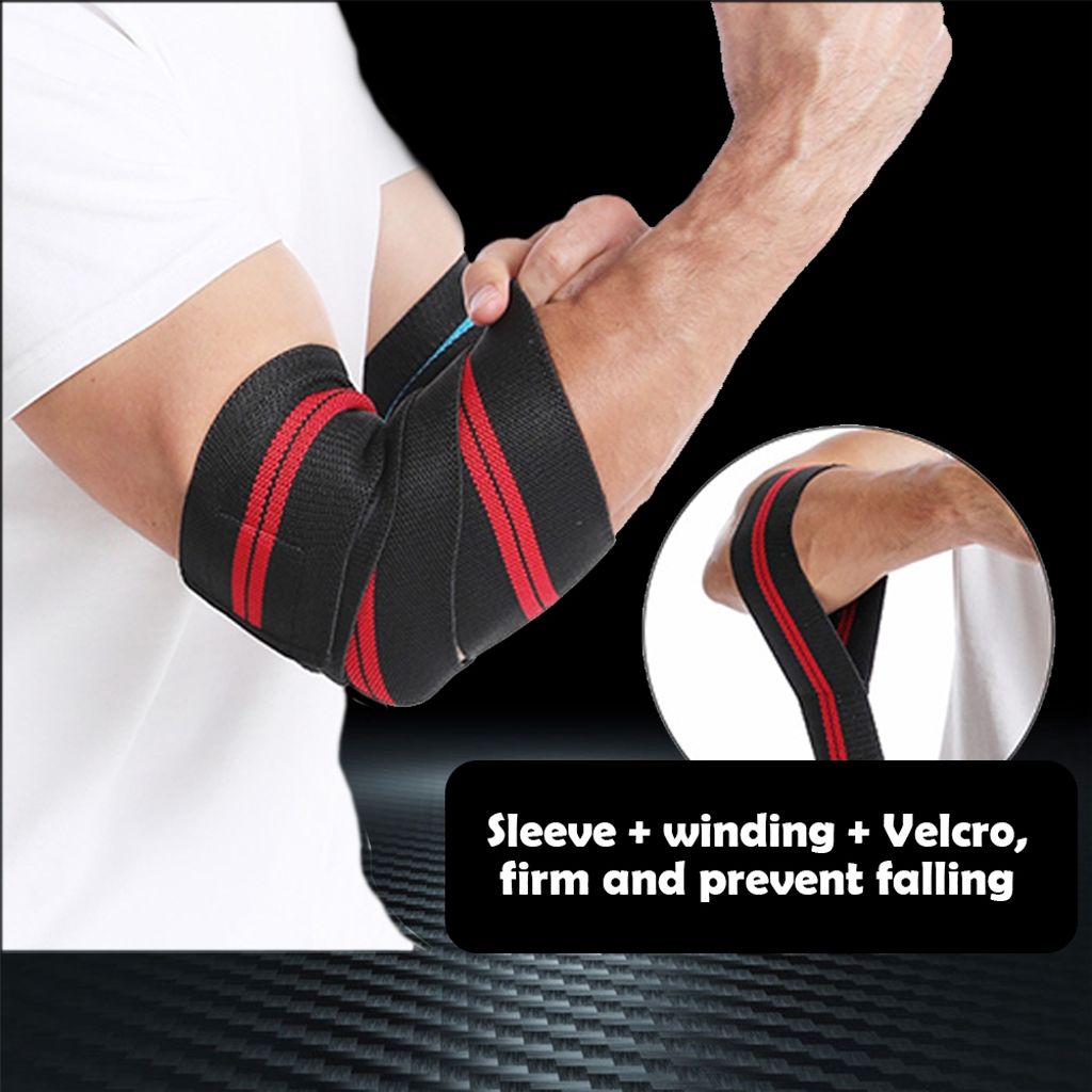 Kompressionsbandage til albue 120 x 8 cm – Sort/Blå