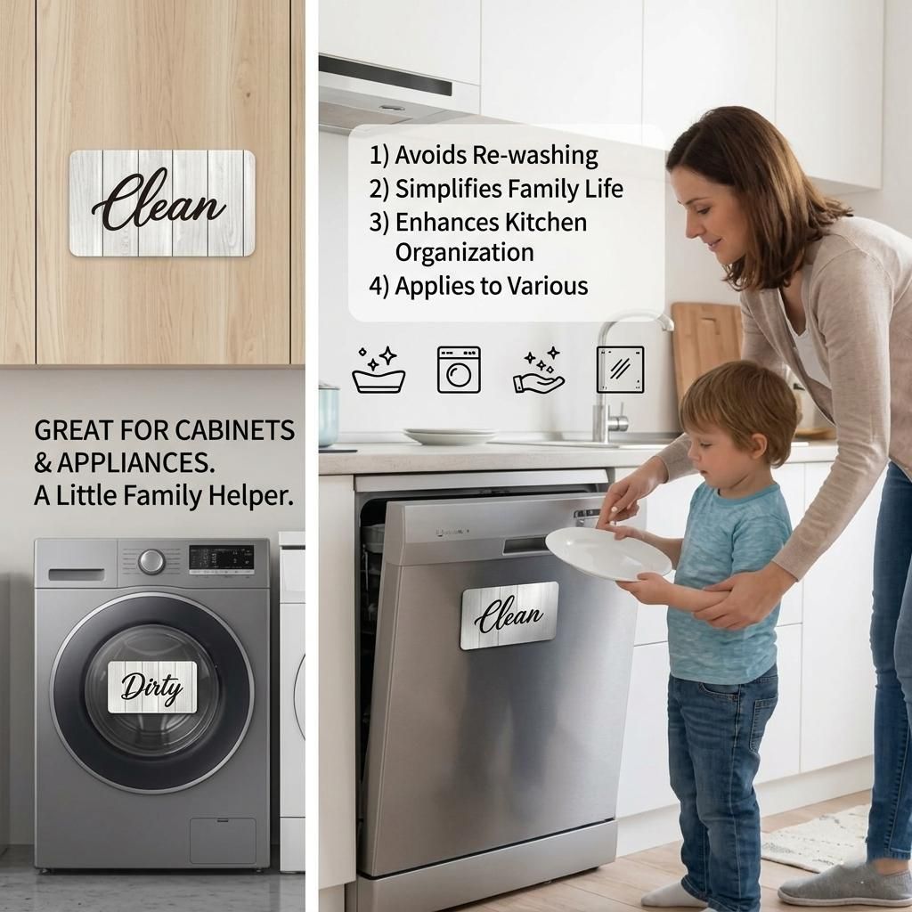 Opvaskemaskinemagnet Clean/Dirty – sort
