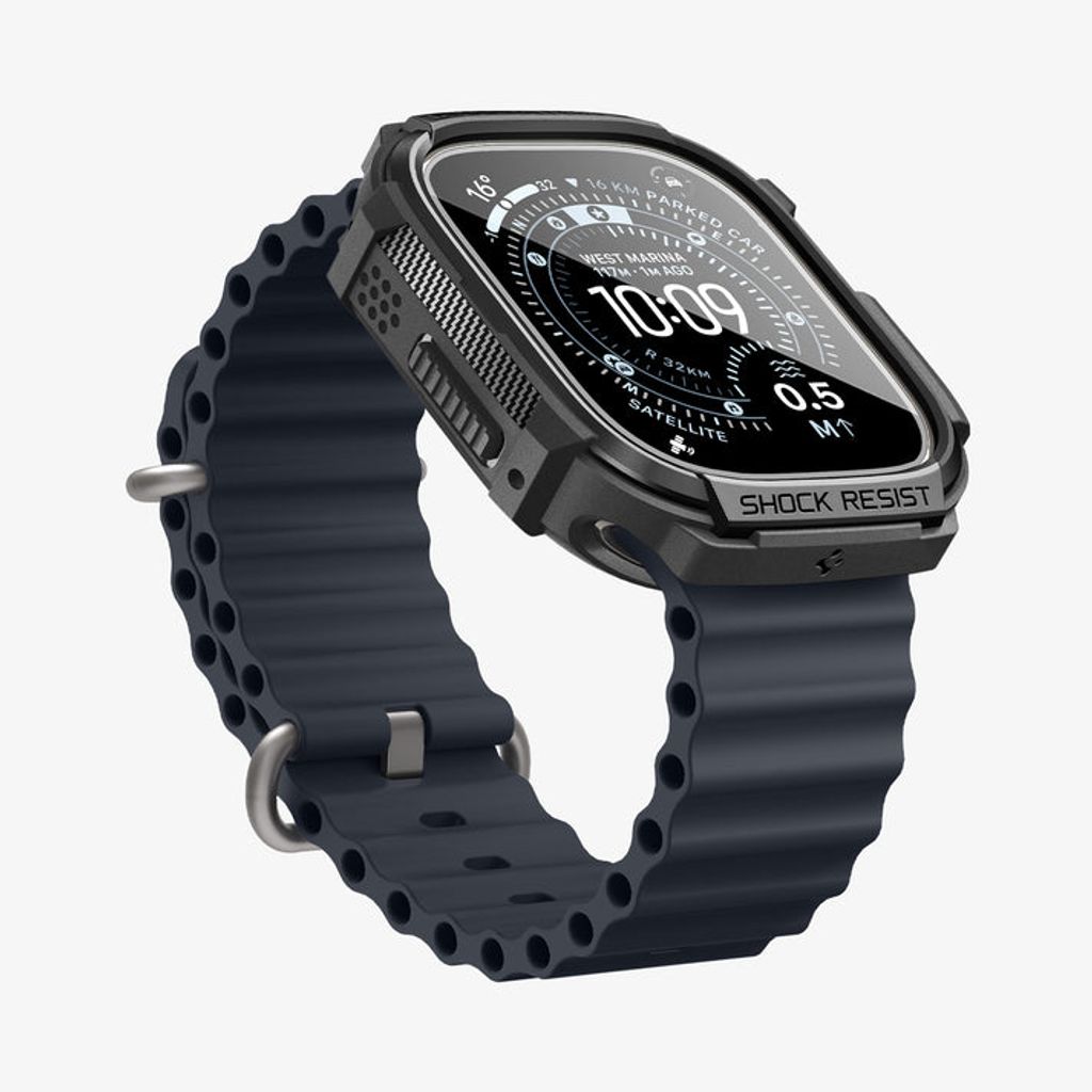 Spigen Apple Watch Ultra 4/3/2/1 49mm kuori Rugged Armor näytönsuojalla  - Musta