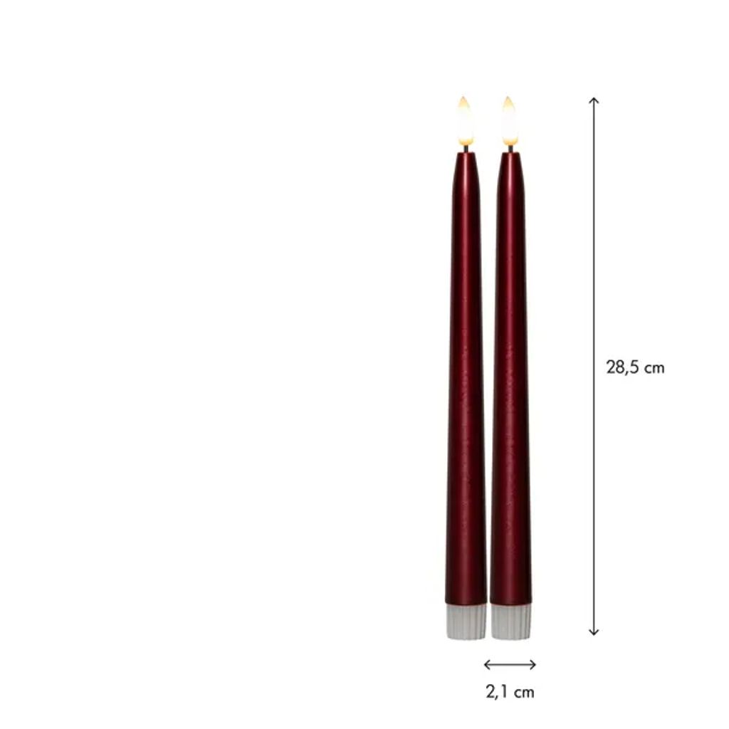 Star Trading LED-Kerze im Antik-Stil, 2er-Pack, Flamme Metal, 28,5 cm – Rot