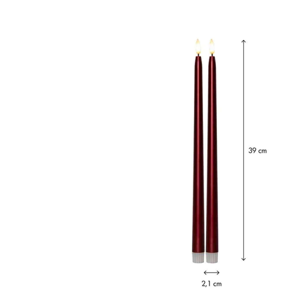 Star Trading LED-Antikkerze, 2er-Pack, Flamme Metal, 39 cm – Rot