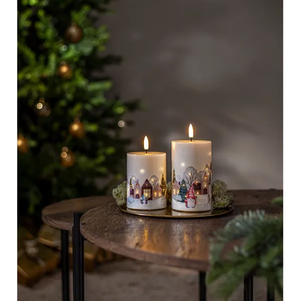 Star Trading LED-blokklys Flamme Winterland 12,5 cm – hvit