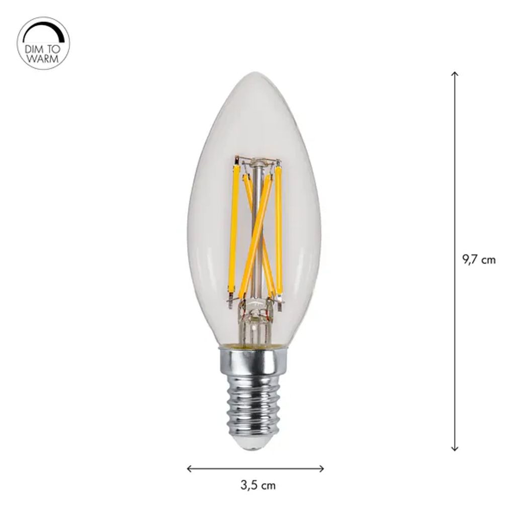 Star Trading LED-Lampe E14 Kron, dimmbar bis warm – Klarglas